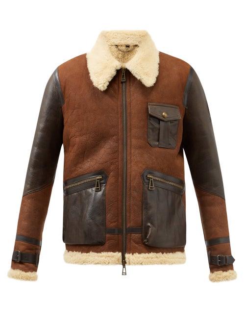 Belstaff - Astell Shearling-lined Leather Jacket - Mens - Brown