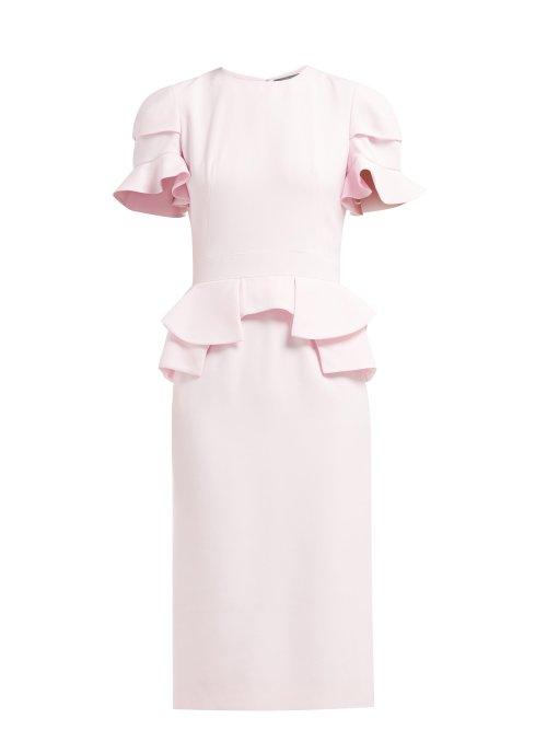 Matchesfashion.com Alexander Mcqueen - Peplum Waist Crepe Dress - Womens - Light Pink