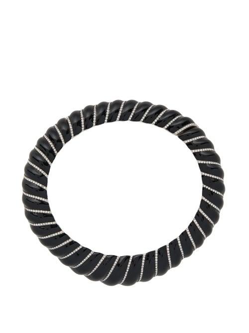 Matchesfashion.com Saint Laurent - Crystal Embellished Collar Necklace - Womens - Black