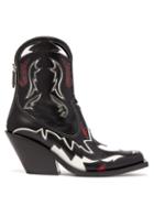 Matchesfashion.com Burberry - Matlock Leather Western Boots - Womens - Black Multi