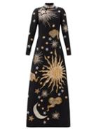 Matchesfashion.com Andrew Gn - Constellation Bead-embroidered Crepe Gown - Womens - Black