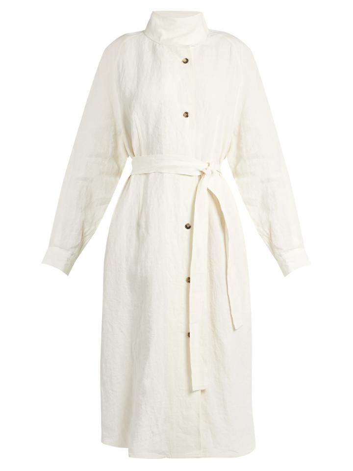 J.w.anderson Stand-collar Linen Trench Coat