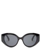 Ladies Accessories Gucci - Gg-logo Quilted Cat-eye Acetate Sunglasses - Womens - Black Grey