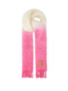 Loewe - Anagram-patch Colour-block Mohair-blend Scarf - Womens - Pink White