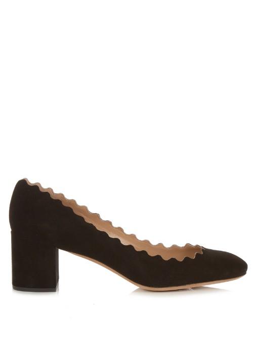 Chloé Lauren Scallop-edged Suede Pumps