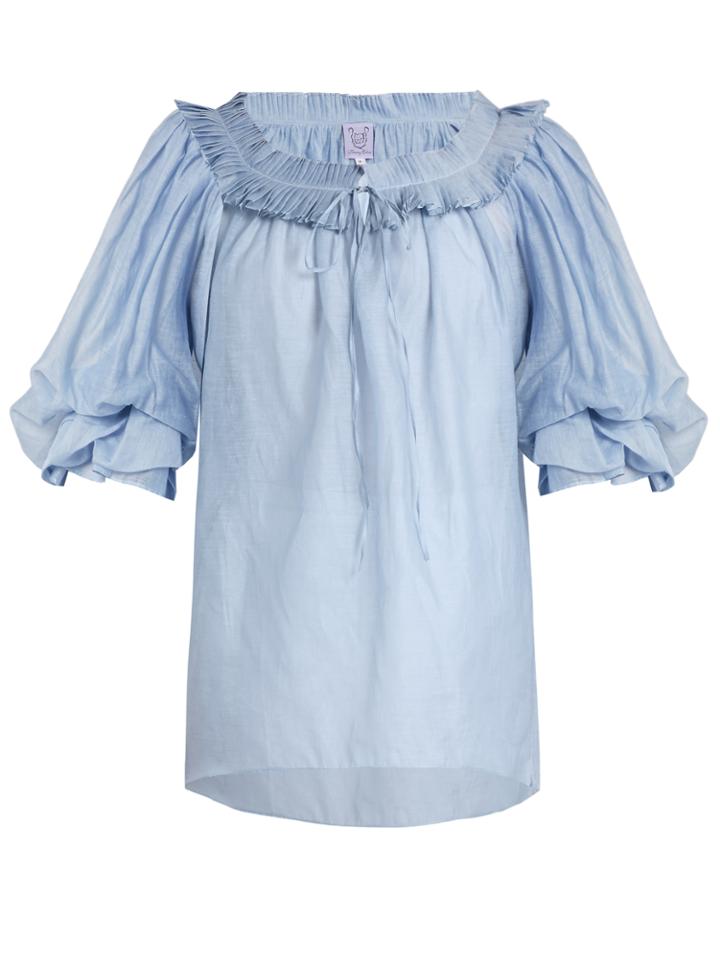Thierry Colson Roussia Cotton And Silk-blend Voile Blouse