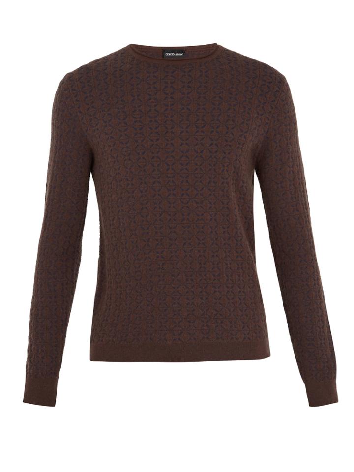 Giorgio Armani Geometric-intarsia Crew-neck Sweater