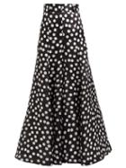 Matchesfashion.com Carolina Herrera - Polka Dot Silk Organza Wide Leg Trousers - Womens - Black White