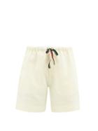 Wales Bonner - Drawstring-waist Cotton-blend Twill Shorts - Womens - Light Yellow