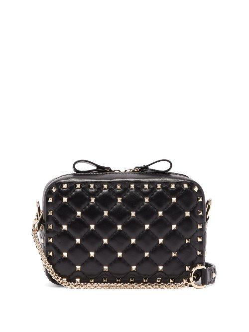 Matchesfashion.com Valentino - Rockstud Spike Quilted Leather Cross Body Bag - Womens - Black