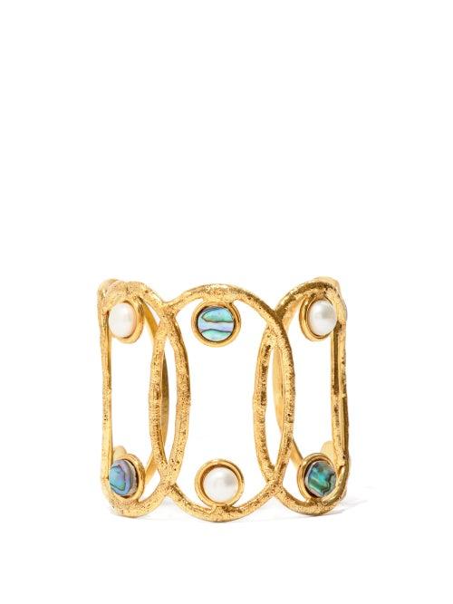 Matchesfashion.com Sylvia Toledano - Jackie Pearl And Abalone Gold-plated Cuff - Womens - Pearl