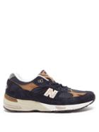 Mens Shoes New Balance - 991 Mesh, Leather And Suede Trainers - Mens - Dark Navy