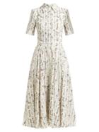 Matchesfashion.com Emilia Wickstead - Jodi Floral Print Cotton Blend Midi Dress - Womens - Ivory Multi