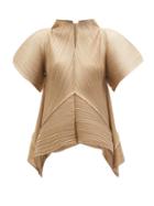 Pleats Please Issey Miyake - Wide-sleeve Technical-pleated Jersey Top - Womens - Nude