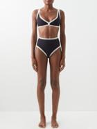 Lisa Marie Fernandez - Maria Piped High-waist Bikini - Womens - Black Cream