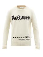 Alexander Mcqueen - Graffiti-logo Cotton Sweater - Mens - Cream