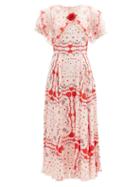 Matchesfashion.com Rodarte - Organza-collar Silk-satin Gown - Womens - Red White
