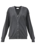 Matchesfashion.com Lemaire - Double-front V-neck Wool-blend Cardigan - Womens - Dark Grey