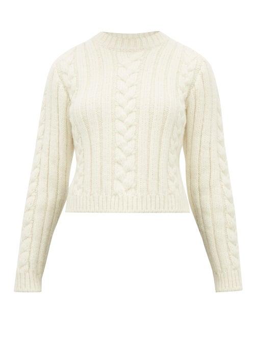 Matchesfashion.com Ganni - Cable Knit Alpaca Blend Sweater - Womens - Ivory