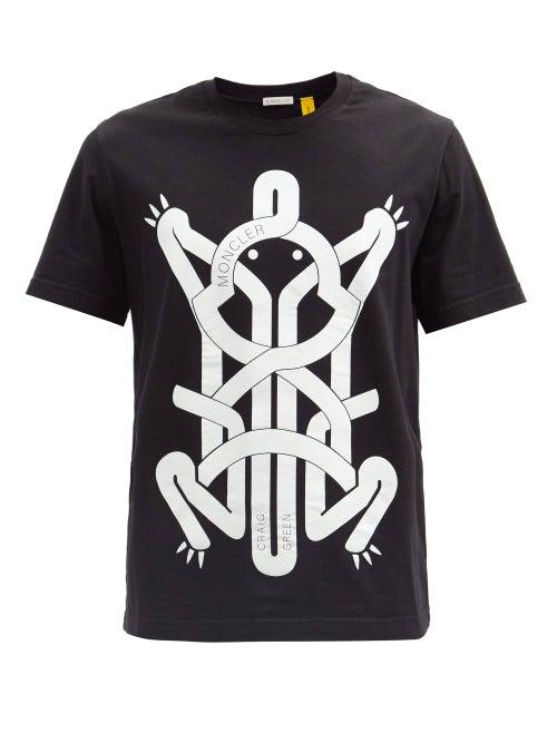 Matchesfashion.com 5 Moncler Craig Green - Frog-print Cotton-jersey T-shirt - Mens - Black