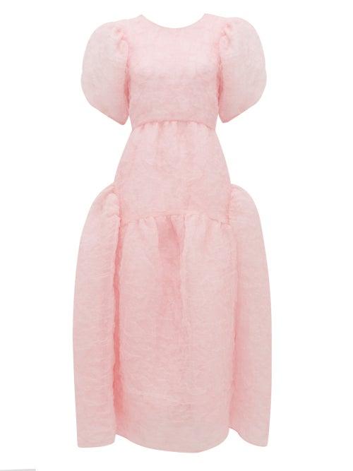 Matchesfashion.com Cecilie Bahnsen - Katrine Puffed-sleeve Matelass-organza Dress - Womens - Pink
