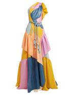 Matchesfashion.com Peter Pilotto - Tiered Ruffled Silk Blend Organza Gown - Womens - Multi