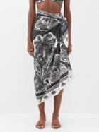 Johanna Ortiz - Palm Of Joy Printed Organic Cotton-voile Sarong - Womens - Green Print