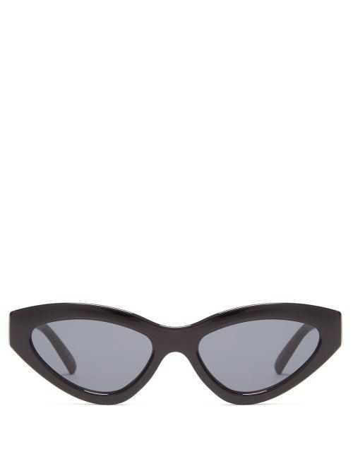 Matchesfashion.com Le Specs - Synthcat Cat Eye Acetate Sunglasses - Womens - Black