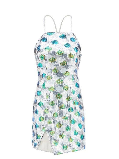 Ladies Rtw The Attico - Polka-dot Sequinned Mini Dress - Womens - Silver Multi