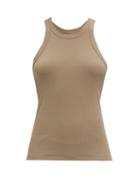 Matchesfashion.com Totme - Ribbed Organic-cotton Blend Jersey Tank Top - Womens - Mid Grey