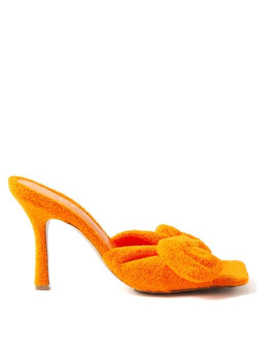 Bottega Veneta - Stretch Bow-embellished Terry Mules - Womens - Orange