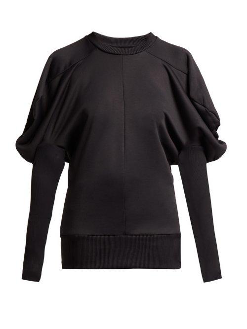 Matchesfashion.com Marques'almeida - Puff Shoulder Cotton Blend Jersey Top - Womens - Black