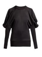 Matchesfashion.com Marques'almeida - Puff Shoulder Cotton Blend Jersey Top - Womens - Black
