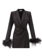 Matchesfashion.com The Attico - Feather-trim Wool-blend Crepe Mini Dress - Womens - Black