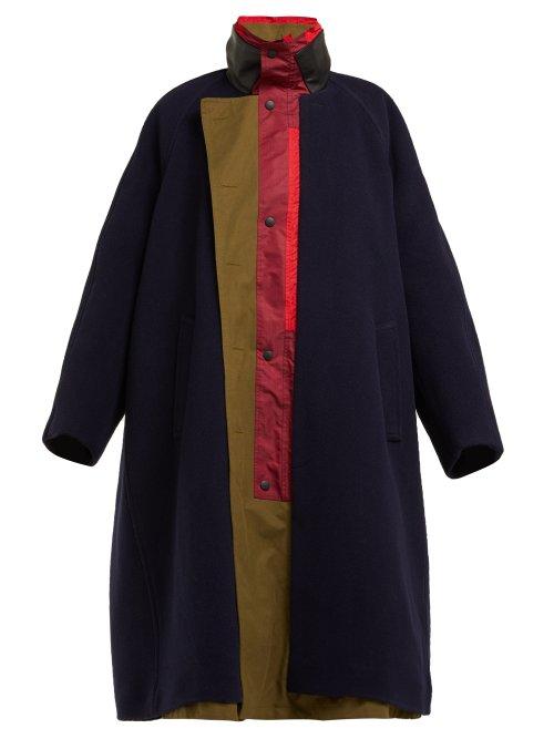 Matchesfashion.com Balenciaga - Wool Blend Oversized Coat - Womens - Navy Multi