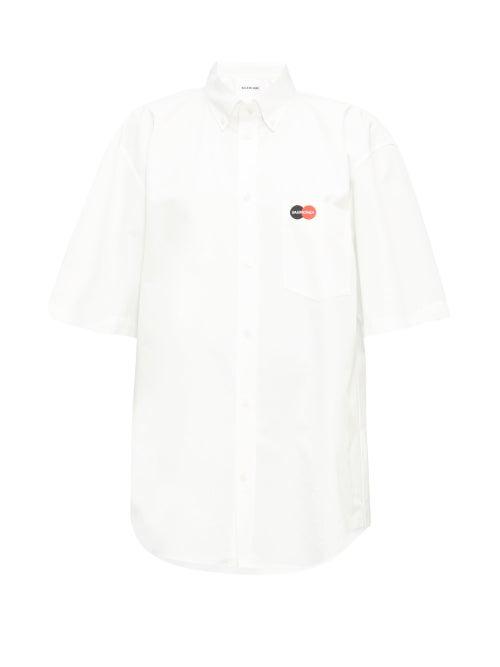 Matchesfashion.com Balenciaga - Logo-embroidered Poplin Shirt - Womens - White