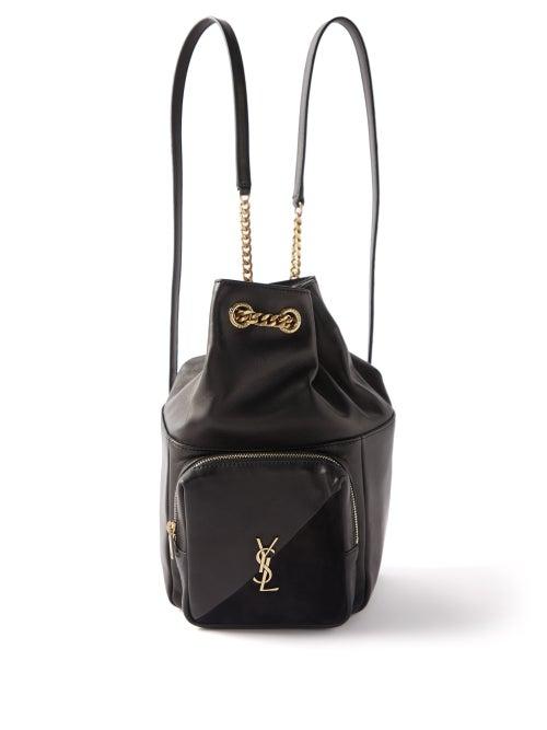 Saint Laurent - Jamie Ysl-monogram Drawstring Leather Backpack - Womens - Black