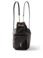 Saint Laurent - Jamie Ysl-monogram Drawstring Leather Backpack - Womens - Black
