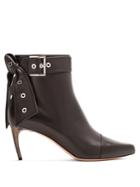 Alexander Mcqueen Horn Effect-heel Leather Ankle Boots