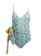 Matchesfashion.com Stella Mccartney - Timeless Snake Print Wrap Swimsuit - Womens - Blue Multi