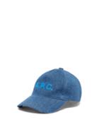 A.p.c. - Logo-print Denim Baseball Cap - Mens - Indigo