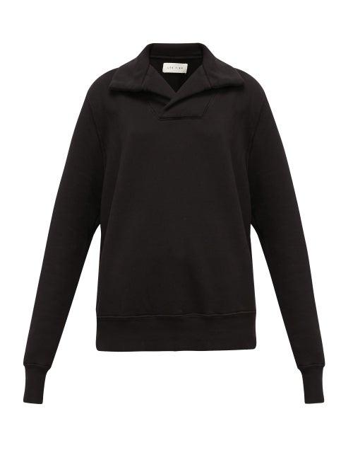 Matchesfashion.com Les Tien - Yacht Open-collar Cotton Sweatshirt - Womens - Black
