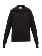 Matchesfashion.com Les Tien - Yacht Open-collar Cotton Sweatshirt - Womens - Black