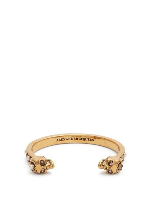 Matchesfashion.com Alexander Mcqueen - Embellished Skull Cuff - Womens - Gold