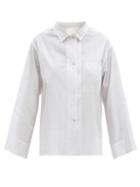 Ladies Lingerie Rossell England - Bird-print Cotton-poplin Pyjama Shirt - Womens - White Print
