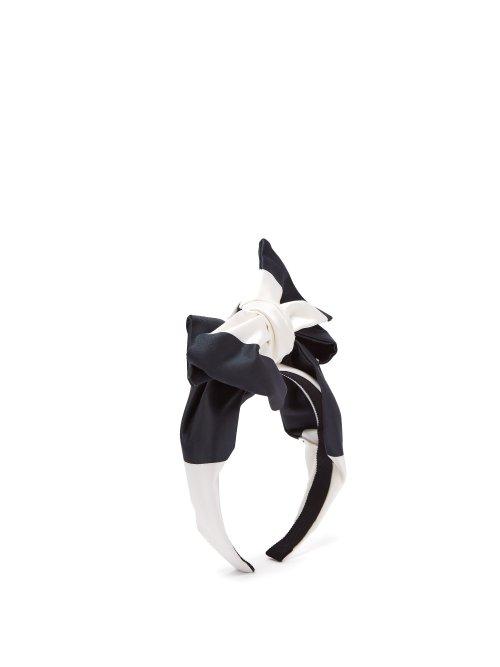 Matchesfashion.com Benot Missolin - Eugenie Bow Embellished Satin Headband - Womens - Black