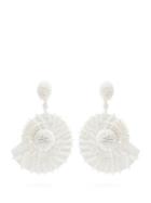 Matchesfashion.com Oscar De La Renta - Bead Embellished Seashell Drop Earrings - Womens - White