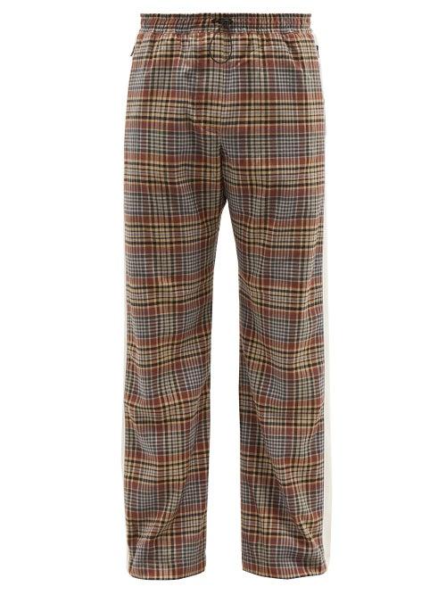 Ahluwalia - Akin Checked Cotton-blend Track Pants - Mens - Blue