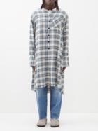 Greg Lauren - Christian Studio Long-length Check Cotton Shirt - Mens - Blue