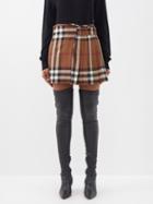 Burberry - Exaggerated-check Wool Mini Kilt - Womens - Brown Multi